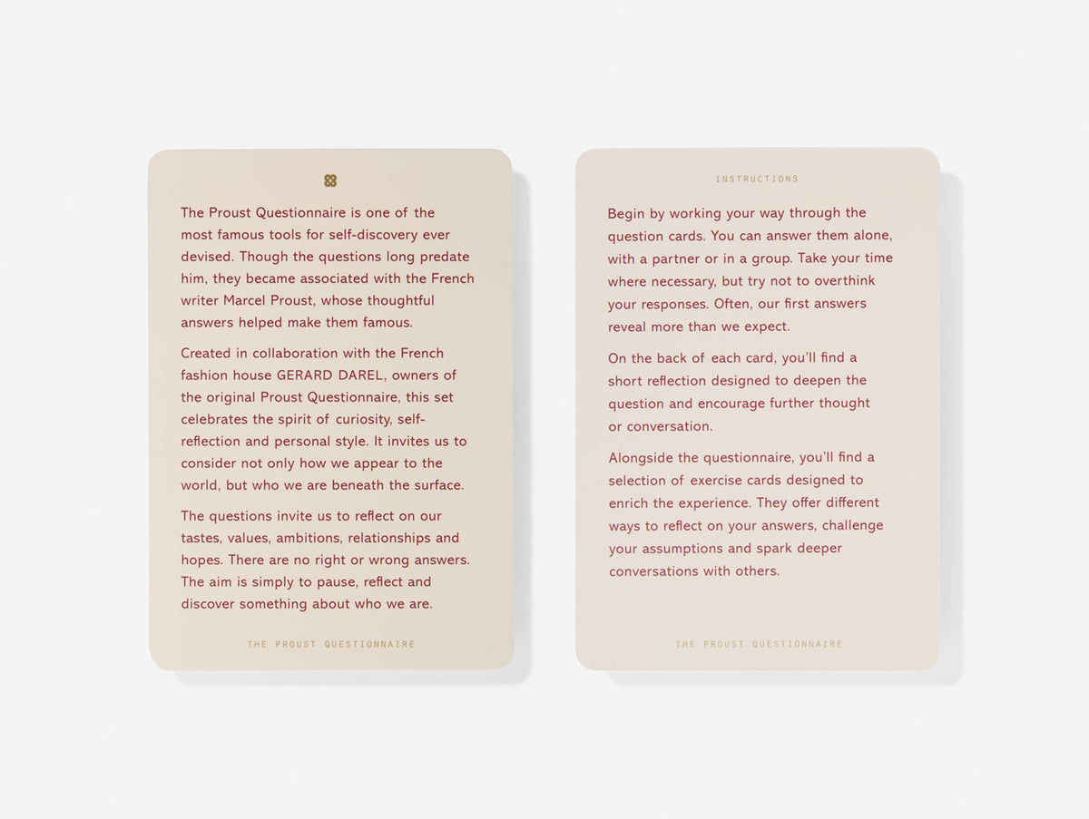 The Proust Questionnaire Card Set